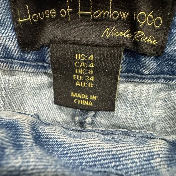 House of Harlow 1960 Pearl Button Denim Blue Mini Skirt - Size 4 - Picture 2 of 8